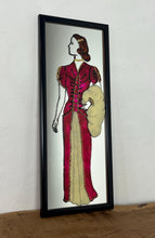 Load image into Gallery viewer, The mirror's design, characterised by the elegant lines of the woman's figure and attire, is indicative of the Art Deco era, which flourished in the 1920s and 1930s and is known for its glamorous and sophisticated aesthetic.