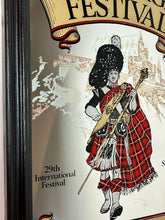 Load image into Gallery viewer, Vintage framed Scotland Mirror Advertising The Edinburgh Festival & Military Tattoo From 1975.