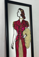 Load image into Gallery viewer, The mirror's design, characterised by the elegant lines of the woman's figure and attire, is indicative of the Art Deco era, which flourished in the 1920s and 1930s and is known for its glamorous and sophisticated aesthetic.