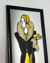 Load image into Gallery viewer, The mirror's design, characterised by the elegant lines of the woman's figure and attire, is indicative of the Art Deco era, which flourished in the 1920s and 1930s and is known for its glamorous and sophisticated aesthetic