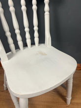 Load image into Gallery viewer, This sturdy spindle back chair is a classic style of wooden chair featuring a seat, a backrest, and a series of turned spindles that connect them.