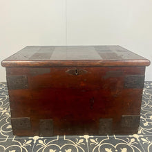 Load image into Gallery viewer, Antique 19th Century Military Naval Officer’s Sea Box, Campaign Chest in Rich Oak