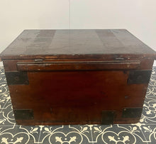Load image into Gallery viewer, Antique 19th Century Military Naval Officer’s Sea Box, Campaign Chest in Rich Oak