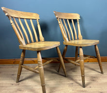 Load image into Gallery viewer, Vintage Pair Of Chairs In A Farmhouse Beech Dining Kitchen Design