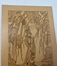 Load image into Gallery viewer, Based of the Vogue cherry blossom design an iconic magazine cover illustration from 1919 by artist Helen Dryden depicts a woman in a flowing dress in a nature scene, reminiscent of the Art Nouveau style.