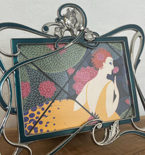 Load image into Gallery viewer, Beautiful Vintage Art Deco Picture Frame, Erte - Winter Flowers, Romain de Tirtoff, Metal and Enamel