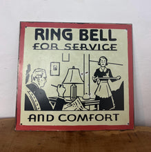 Load image into Gallery viewer, Vintage Metal "Ring Bell For Service" Sign, Home Bar Decor