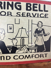 Load image into Gallery viewer, Vintage Metal "Ring Bell For Service" Sign, Home Bar Decor