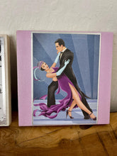 Load image into Gallery viewer, Lovely set of 3 Art Deco-style framed pictures, decorative tiles, featuring illustrations of a couple dancing and a flapper girl.