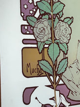 Load image into Gallery viewer, Beautiful vintage Alphonse Mucha Art Nouveau mirror featuring La Dame aux Camélias, Sarah Bernhardt, theatre advertising.