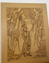 Load image into Gallery viewer, Based of the Vogue cherry blossom design an iconic magazine cover illustration from 1919 by artist Helen Dryden depicts a woman in a flowing dress in a nature scene, reminiscent of the Art Nouveau style.