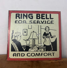 Load image into Gallery viewer, Vintage Metal "Ring Bell For Service" Sign, Home Bar Decor