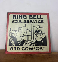 Load image into Gallery viewer, Vintage Metal "Ring Bell For Service" Sign, Home Bar Decor