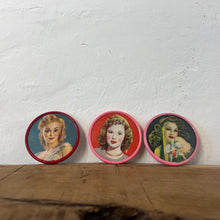 Load image into Gallery viewer, 3 Vintage Pin Up Compact Mirror, Movie Film Stars, Hollywood Actress, Art Deco Handbag Piece