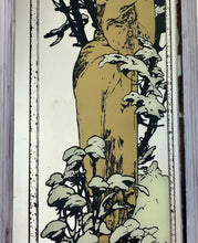 Load image into Gallery viewer, The design is stunning, featuring a glamorous lady wearing a long white shawl against a winter backdrop of trees and plants with a snowy finish. The border is equally impressive with stars and gold infill, hints of gold, and a winter mark in a lovely font.