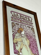 Load image into Gallery viewer, Beautiful Vintage Mucha Art Nouveau Mirror, La Dame De Camelias, Sarah Bernhardt Theatre Advertising, Lithograph Art, Wall Picture Signs