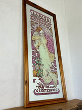 Load image into Gallery viewer, Beautiful vintage Alphonse Mucha Art Nouveau mirror featuring La Dame aux Camélias, Sarah Bernhardt, theatre advertising.