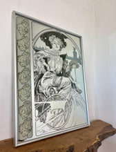 Load image into Gallery viewer, Vintage Alphonse Mucha Art Nouveau Mirror, Christmas Noel 1903 Picture, Beautiful Advertising Piece