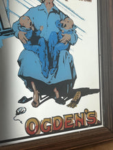 Load image into Gallery viewer, This mid-20th-century advertising piece features an illustration of a man smoking a pipe while holding two babies, conveying a sense of contentment associated with the tobacco.