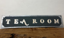 Load image into Gallery viewer, It features hand-painted or printed lettering with a bold font, often in contrasting colors like the black and silver/cream shown. The edges are sometimes aged by hand to enhance the vintage look.