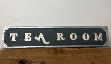 Load image into Gallery viewer, It features hand-painted or printed lettering with a bold font, often in contrasting colors like the black and silver/cream shown. The edges are sometimes aged by hand to enhance the vintage look.