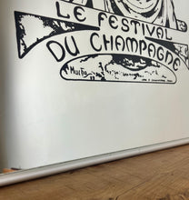 Load image into Gallery viewer, Gorgeous, vibrant Art Nouveau mirror featuring stunning, intricate designs of a beautiful lady against a floral background, with a stand-on designer branding with the famous champagne maker.