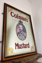 Load image into Gallery viewer, The Mirror has an etched and painted gold border with ornate motifs showing Colmans Mustard pictures and fonts, a very stylish stunning design.