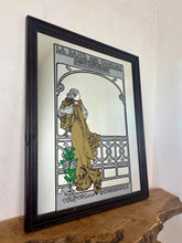 Load image into Gallery viewer, Wonderful Mucha art nouveau mirror featuring a glamorous theatre advertising piece in vivid matte colours, an elegant lady, and a fabulous backdrop.