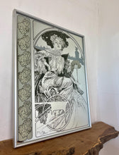 Load image into Gallery viewer, Vintage Alphonse Mucha Art Nouveau Mirror, Christmas Noel 1903 Picture, Beautiful Advertising Piece