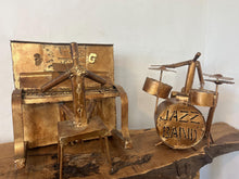 Load image into Gallery viewer, Joyful Set Of Large, Handcrafted Metal Folk Art Sculptures Of A Jazz Band, Decorative Art Piece