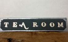 Load image into Gallery viewer, It features hand-painted or printed lettering with a bold font, often in contrasting colors like the black and silver/cream shown. The edges are sometimes aged by hand to enhance the vintage look.