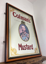 Load image into Gallery viewer, The Mirror has an etched and painted gold border with ornate motifs showing Colmans Mustard pictures and fonts, a very stylish stunning design.