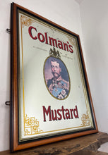 Load image into Gallery viewer, The Mirror has an etched and painted gold border with ornate motifs showing Colmans Mustard pictures and fonts, a very stylish stunning design.