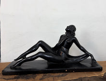 Load image into Gallery viewer, Mid Century Art Deco Lady Figure Ebonised Statue