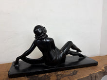 Load image into Gallery viewer, Mid Century Art Deco Lady Figure Ebonised Statue