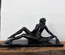 Load image into Gallery viewer, Mid Century Art Deco Lady Figure Ebonised Statue