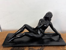 Load image into Gallery viewer, Mid Century Art Deco Lady Figure Ebonised Statue