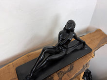 Load image into Gallery viewer, Mid Century Art Deco Lady Figure Ebonised Statue