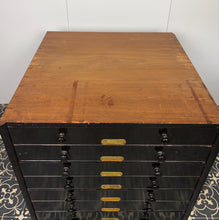 Load image into Gallery viewer, This stunning item is an antique Victorian museum specimen cabinet. It features shallow, wide, glass-topped drawers with integrated grids designed to store specimens, in this case, entomological butterfly’s / Insects.