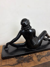 Load image into Gallery viewer, Mid Century Art Deco Lady Figure Ebonised Statue