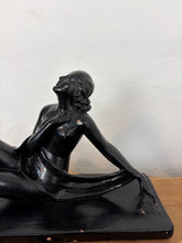 Load image into Gallery viewer, Mid Century Art Deco Lady Figure Ebonised Statue