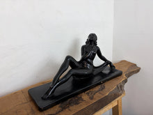 Load image into Gallery viewer, Mid Century Art Deco Lady Figure Ebonised Statue