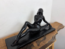 Load image into Gallery viewer, Mid Century Art Deco Lady Figure Ebonised Statue