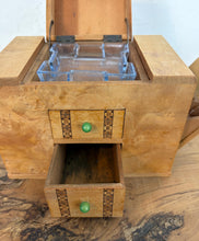 Load image into Gallery viewer, Art Deco Mid Century Modern Burr Walnut Cigarette Smokers Cabinet