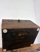 Load image into Gallery viewer, Antique 19th Century Anglo Indian Wood and Brass Bound Chest Trunk