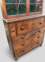 Load image into Gallery viewer, Beautiful Georgian Mahogany Inlaid Secretaire Bookcase, Classic 18th Century British Furniture Desk Design