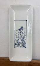 Load image into Gallery viewer, Vintage Mid-Century Ring Dish, Porcelain Tray featuring Alphonse Mucha’s "Amethyst"