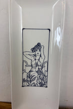 Load image into Gallery viewer, Vintage Mid-Century Ring Dish, Porcelain Tray featuring Alphonse Mucha’s "Amethyst"