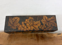 Load image into Gallery viewer, Antique Pyrography Wood Keepsake Jewellery Box – Folk Art Grape & Vine Motif, Circa early 1900, Flemish Art movement