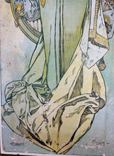 Load image into Gallery viewer, Stunning 1930’s Vintage Alphonse Mucha "Leslie Carter" Art Nouveau Lithograph Poster
